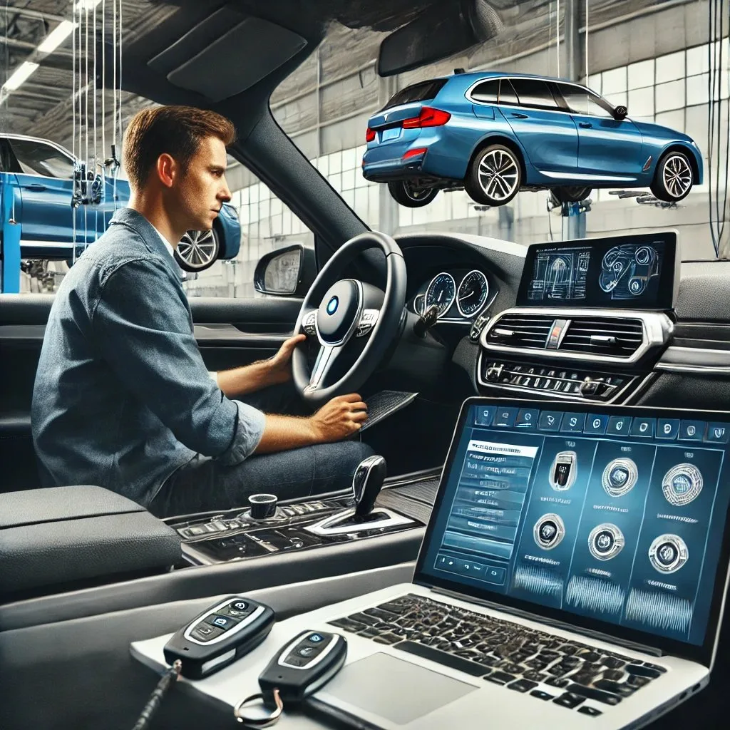 Programming a car key and immobilizer with diagnostic laptop