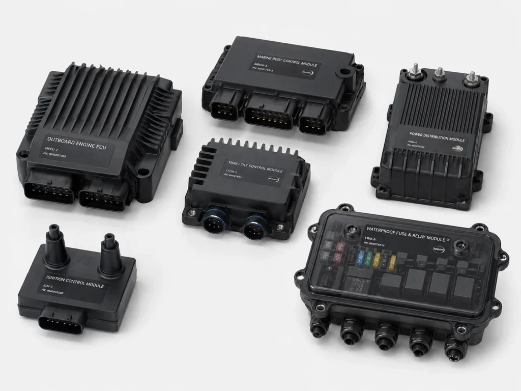 Marine outboard engine ECM, ignition and power distribution modules