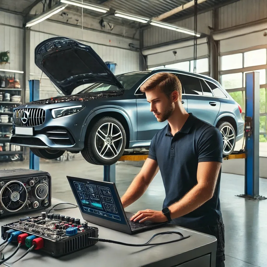 Programming a Mercedes-Benz control module with a laptop