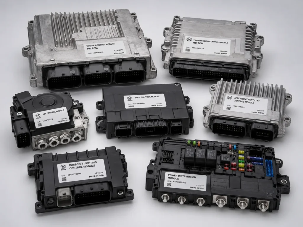 Heavy duty truck ECM, TCM, ABS and aftertreatment control modules